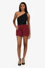 Red Valentino Burgundy Scallop Detailed Shorts Size 38