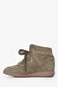 Isabel Marant Etoile Taupe Suede Wedge Sneakers Size 37