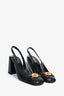 Versace Black Leather Medusa Block Heels Size 40
