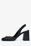 Versace Black Leather Medusa Block Heels Size 40