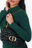 Christian Dior 2021 Black Grey Velvet Leopard Print Medium Caro Bag