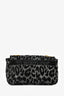 Christian Dior 2021 Black Grey Velvet Leopard Print Medium Caro Bag