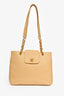 Pre-Loved Chanel™ Beige Caviar Leather CC Shopper Tote Bag