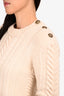 Balmain White Wool Cable Knit Sweater Size 42