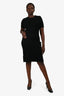 Prada 2014 Black Wool Textured Midi Dress Size 44
