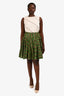 Prada 2008 Green/Brown Silk Heart Printed Skirt Size 42