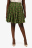 Prada 2008 Green/Brown Silk Heart Printed Skirt Size 42