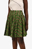 Prada 2008 Green/Brown Silk Heart Printed Skirt Size 42