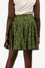 Prada 2008 Green/Brown Silk Heart Printed Skirt Size 42