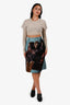 Prada 2017 Blue Wool/Silk Printed Midi Skirt Size 40