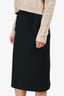 Prada 2016 Black Wool Braid Detail Midi Skirt Size 38