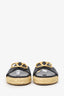 Valentino Black Leather V Logo Slides Size 38