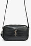 Saint Laurent Black Croc Embossed Tassle Camera Crossbody