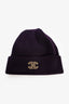 Pre-Loved Chanel™ Dark Purple Cashmere Gold CC Toque
