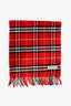 Burberry Red Check Merino Wool/Cashmere Fringe Scarf