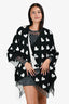 Burberry Black/Grey Wool Heart Print Shawl Scarf