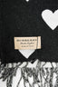 Burberry Black/Grey Wool Heart Print Shawl Scarf