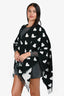 Burberry Black/Grey Wool Heart Print Shawl Scarf