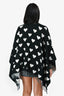 Burberry Black/Grey Wool Heart Print Shawl Scarf