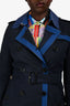 Burberry London Navy/Blue Leather Collared Short Trench Coat Size 6