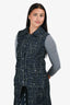 Pre-Loved Chanel™ 2022 Blue/Black Tweed Crystal Buttoned Over Vest Size 34