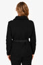 Prada Black Cable Knit Wool Fur Cinched Logo Belt Zip-Up Jacket Size 42
