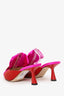 Jimmy Choo Pink/Red Satin Crystal Buckle Pointed Heeled 'Lulla' Mules Size 37
