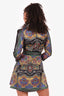 Sandro Black/Yellow Satin Paisley Print V-Neck Mini Dress Size 34