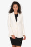 Maje White Linen Single Breasted Blazer Size 36
