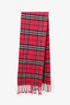 Burberry Pink Wool/Cashmere Nova Check Fringe Scarf