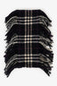 Burberry Black Merino Nova Check Fringe Scarf