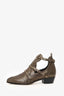 Jimmy Choo Gold Metallic Leather Studded Cut-out Harley 30 Ankle Boots Size 36