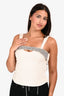 Jonathan Simkhai Cream Crystal Bustier Top Size 4