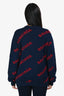 Balenciaga Blue/Red All Over Printed Wool Logo Sweater Size S Mens