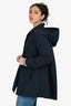 Prada 2017 Navy Single Breasted Detachable Hood A-Line Short Trench Coat Size 40