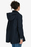 Prada 2017 Navy Single Breasted Detachable Hood A-Line Short Trench Coat Size 40