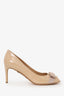 Salvatore Ferragamo Nude Patent Leather Vera Bow Peep Toe Heels Size 8.5