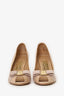Salvatore Ferragamo Nude Patent Leather Vera Bow Peep Toe Heels Size 8.5