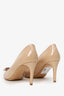 Salvatore Ferragamo Nude Patent Leather Vera Bow Peep Toe Heels Size 8.5
