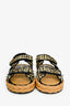 Pre-Loved Chanel™ Black/Yellow Tweed CC Braided Dad Sandals Size 37