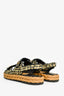 Pre-Loved Chanel™ Black/Yellow Tweed CC Braided Dad Sandals Size 37