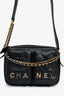 Pre-Loved Chanel™ 2022 Black Leather Chain Detail Camera Bag
