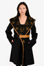 Louis Vuitton Black/Yellow Monogram Wool Leather Belted Wrap Coat Size 38