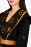 Louis Vuitton Black/Yellow Monogram Wool Leather Belted Wrap Coat Size 38