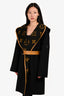Louis Vuitton Black/Yellow Monogram Wool Leather Belted Wrap Coat Size 38