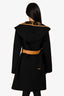 Louis Vuitton Black/Yellow Monogram Wool Leather Belted Wrap Coat Size 38