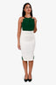 Roland Mouret White/Green Colour Block Sleeveless Midi Dress Size 4
