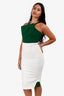 Roland Mouret White/Green Colour Block Sleeveless Midi Dress Size 4