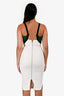 Roland Mouret White/Green Colour Block Sleeveless Midi Dress Size 4
