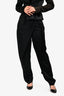 Oscar de la Renta Black Satin Faux Wrap Straight Leg Pants Size 2